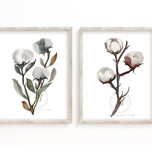 Cotton Watercolor Art Print set of 2