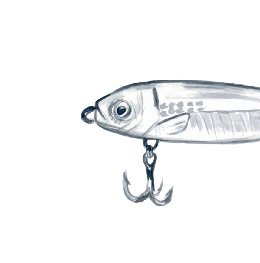 Fishing Lure Print Watercolor Art Home Decor