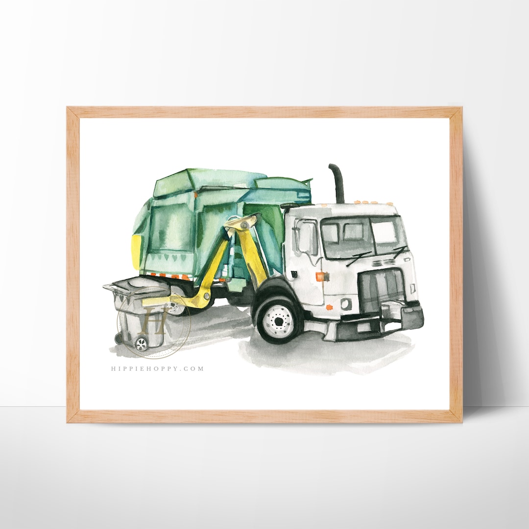 Garbage Truck Side Loader Print, Trash Truck Art - Etsy