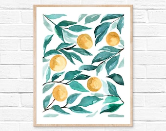 Oranges Watercolor Watercolor Print