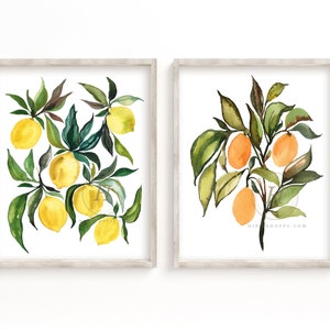 Citrus Watercolor Prints set of 2