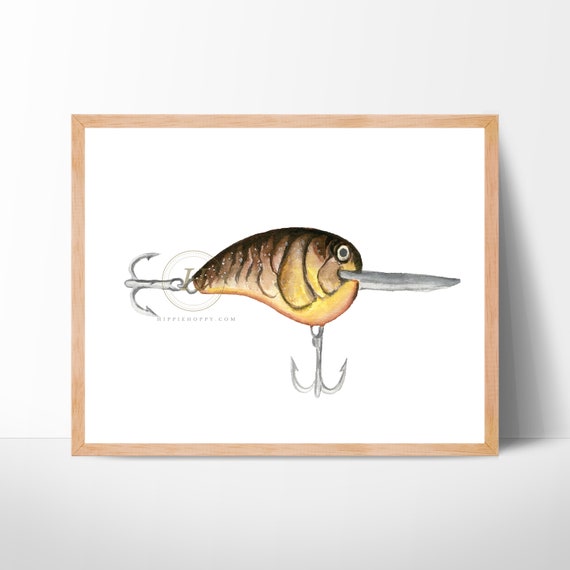 Fishing Lures Art Print Watercolor Painting Wall Decor Etsy