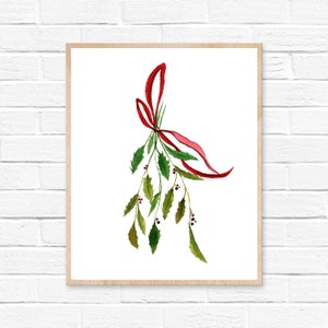 Holly Leaves Watercolor Print