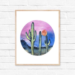 Stampa acquerello di cactus