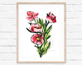 Pink Flower Watercolor Print