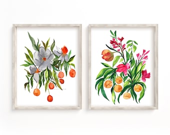 Flower Watercolor Prints Set of 2 Floral Sets