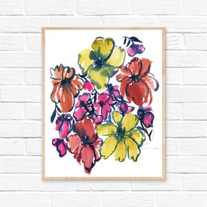 Flowers, Watercolor Print, Folk Art by HippieHoppy