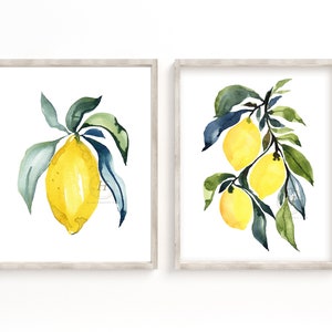 Lemon Watercolor Prints by Hippiehoppy