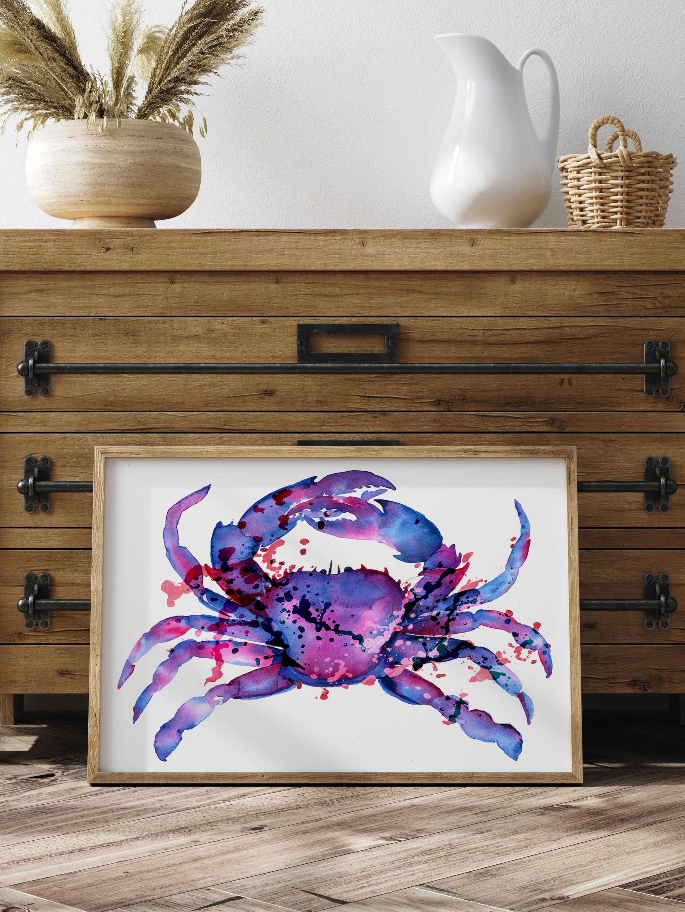 カニの水彩画 手描きの壁アート - Etsy 日本