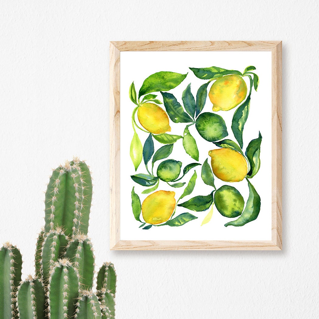 レモン水彩画プリント - Etsy 日本