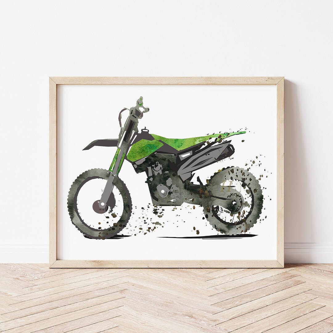 Dirt Bike Watercolor Print Motorcycle Art Playroom Decor Etsy