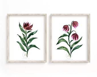 Set di stampe floreali di 2 decorazioni floreali