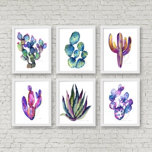 Colorful Cactus Painting Set of 6