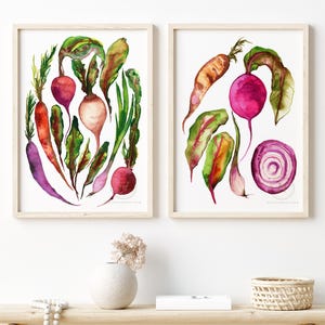 Vegetables Watercolor Prints set of 2