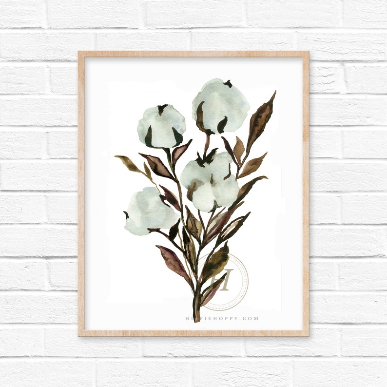 Set of 2 Cotton Art Print Watercolor Plant Prints - Etsy