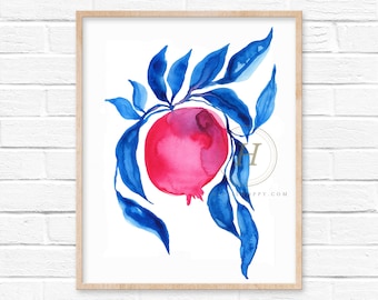 Pomegranate Watercolor Print by HippieHoppy