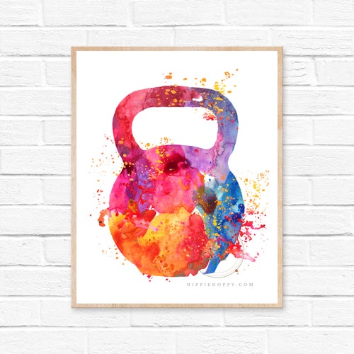 Dumbbell Free Weight Gym Wall Art Watercolor Print Etsy