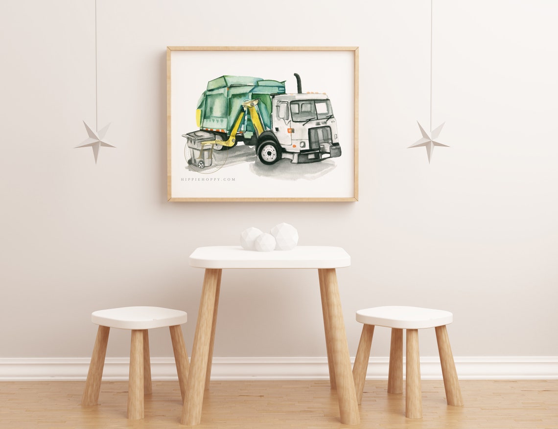 Garbage Truck Side Loader Print Trash Truck Art | Etsy