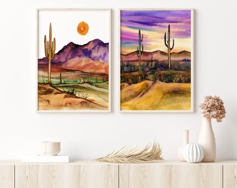 Southwestern Desert Landscape Print, Floral Print, Framed Canvas Art ...