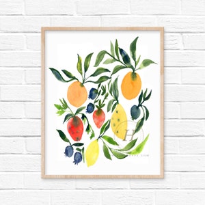 Impresión de acuarela de frutas