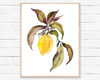 Zitrone Aquarell Druck