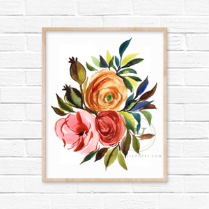 Colorful Flower Bouquet Watercolor Print