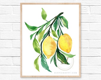 Zitrone Aquarell Druck