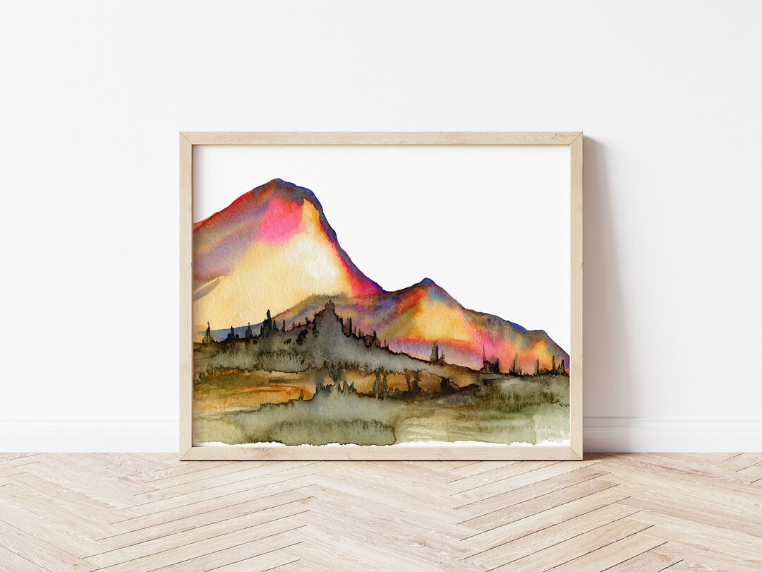 Mountain Landscape Scenery Watercolor Print - Etsy