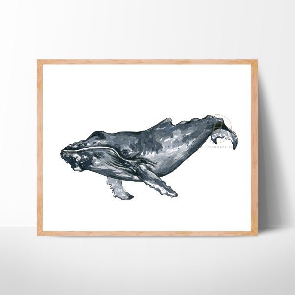 Humpback Whale Print, Watercolor Whale Art