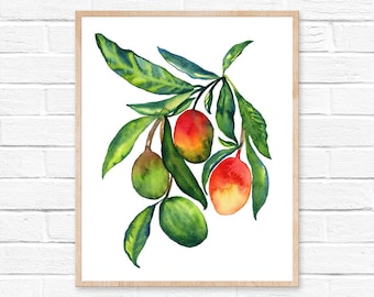 Impresión de acuarela de mango