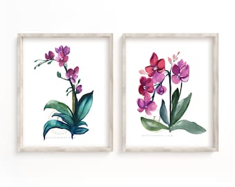 Wydruk akwarelowy z orchideą
