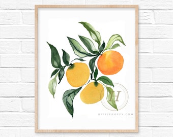Oranges Watercolor Print by HippieHoppy