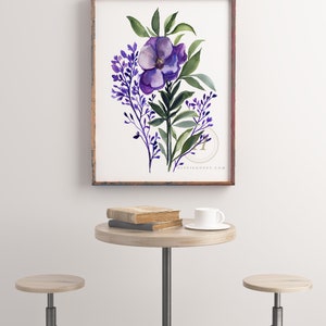 Flower Watercolor Print Floral Decor by HippieHoppy, Unframed image 2