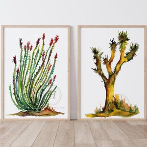 Dipinti di cactus del sud-ovest / Stampa artistica del deserto / Set di 2
