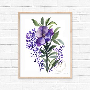 Flower Watercolor Print Floral Decor by HippieHoppy, Unframed image 1