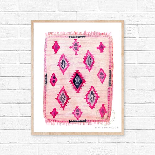 Vintage Rug Art Print. Watercolor Antique Rug Art. Modern Boho Etsy