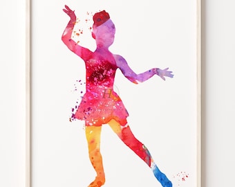 Girl Dance Jazz  Wall Art Print Watercolor Artwork