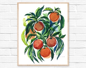 Oranges, Watercolor Print, Modern Art by HippieHoppy