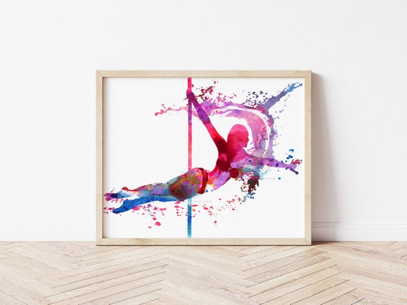 Pole Dancing Art Print, Painted by HippieHoppy