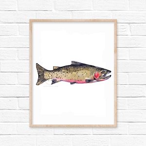 TROUT FISHING Watercolor Print by Dean Crouser 