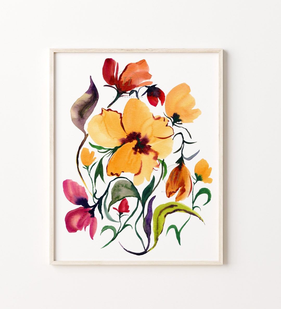Floral Watercolor Painting: Botanical Wall Art Print - Etsy