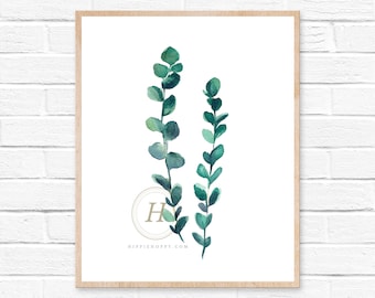 Impresión de acuarela de eucalipto