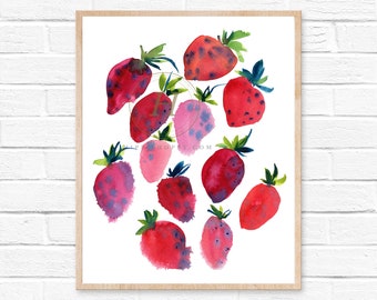 Watercolor Strawberry Print