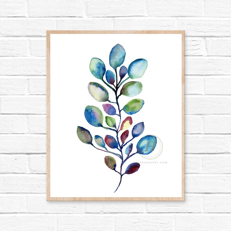 Large Eucalyptus Watercolor Wall Art Print Etsy