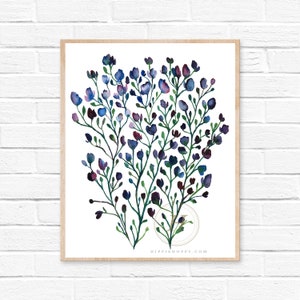 Flowers, Watercolor Print, Folk Art by HippieHoppy