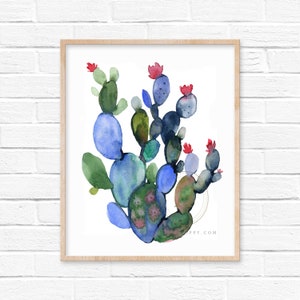 Cactus Coloful Watercolor Print Cacti Wall Art