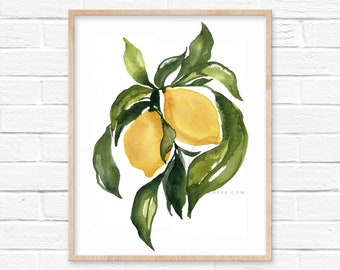 Yellow Lemons Watercolor Print