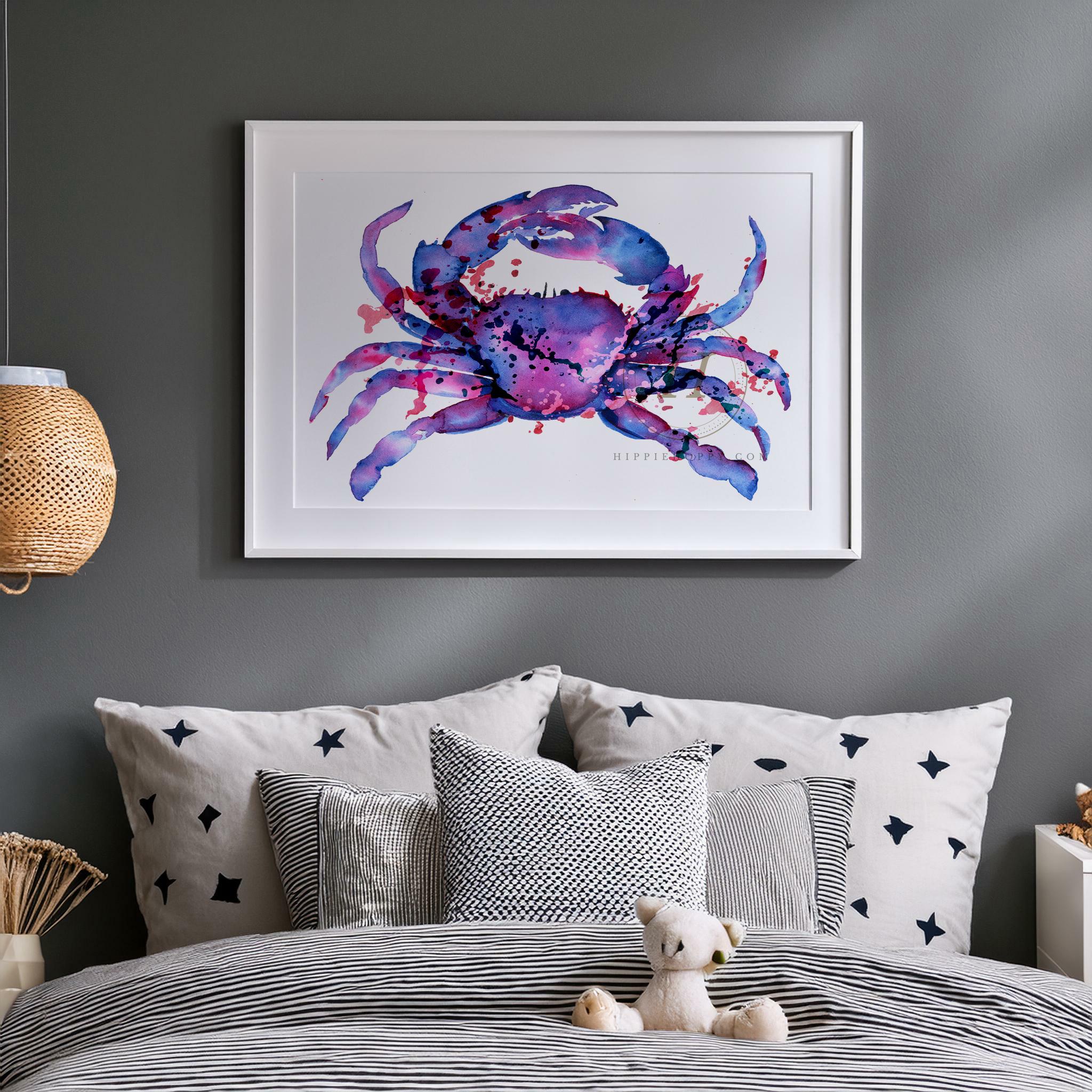 カニの水彩画 手描きの壁アート - Etsy 日本
