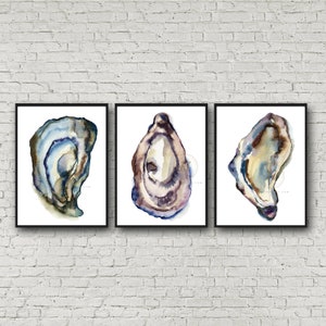 Oysters Watercolor Art Print set of 3
