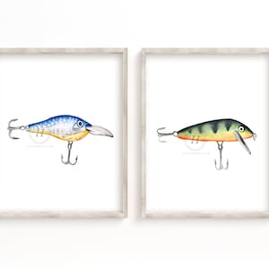 Fishing Hook Watercolor Prints Set of 2